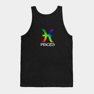 Pisces Zodiac Symbol in Rainbow Color Tank Top